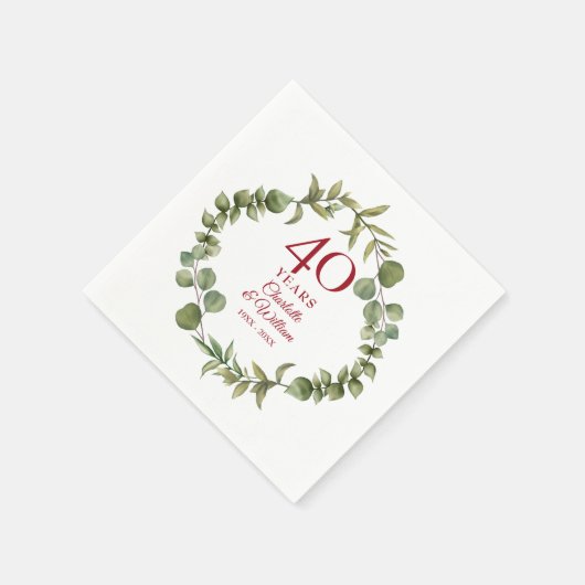 40e Ruby Bruiloft Jubileum Modern groen Servet (Hoek)