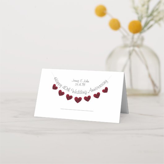 40e Ruby Bruiloft Jubileum plaats kaarten Plaatskaartje (Voorkant)