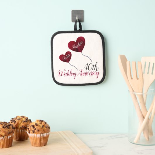 40e Ruby Bruiloft Jubileum Pothouders Pannenlap (Insitu(Ophanging))