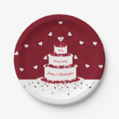 40e Ruby bruiloft jubileum taart en Bunting Papieren Bordje (Voorkant)