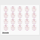 40e Ruby Bruiloft Jubileum Waterverf Rozen Ronde Sticker (Vel)