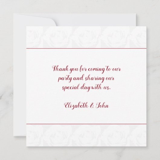 40e ruby bruiloft klassieke rode roos bedankkaart (Achterkant)