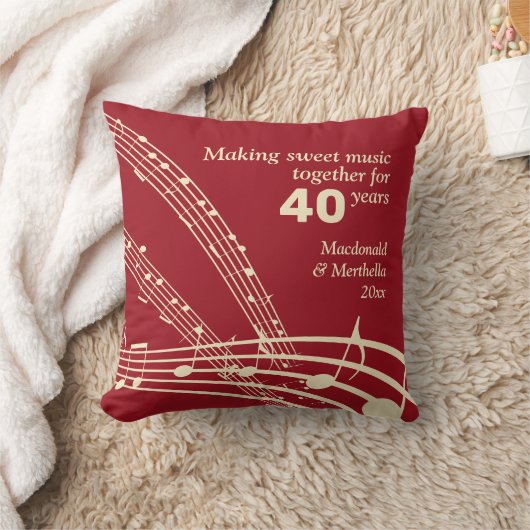 40e RUBY bruiloft | Modern | MUZIEKNOTEN Kussen (Deken)