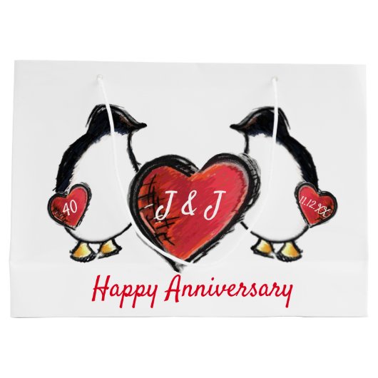 40e ruby bruiloft pinguïn groot cadeauzakje (Achterkant)