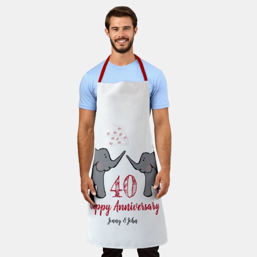 40e ruby bruiloft schort schattige olifant (Gedragen)