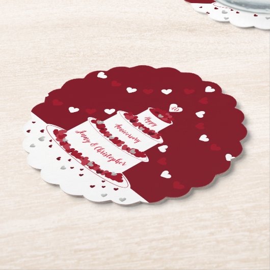 40e ruby bruiloft taart design kartonnen onderzetters (Gekanteld)