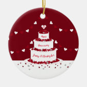 40e ruby bruiloft taart design keramisch ornament (Voorkant)