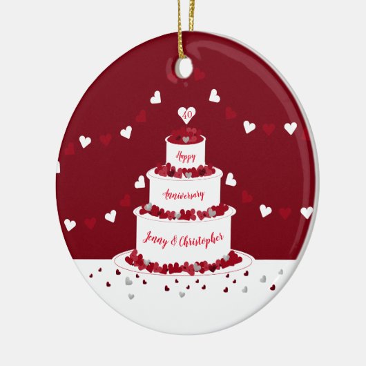 40e ruby bruiloft taart design keramisch ornament (Links)