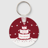 40e ruby bruiloft taart design sleutelhanger (Voorkant)