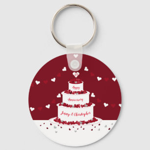 40e ruby bruiloft taart design sleutelhanger