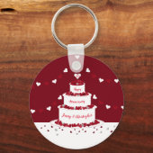 40e ruby bruiloft taart design sleutelhanger (Voorkant)