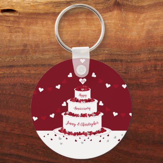 40e ruby bruiloft taart design sleutelhanger (Voorkant)
