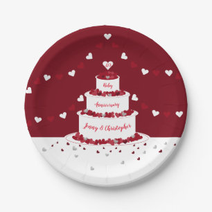 40e ruby bruiloft taart en bunting papieren bordje
