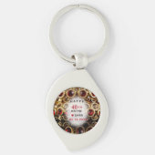 40e Ruby en Gold Jewel Bruiloft Jubileum Sleutelhanger (Voorkant)