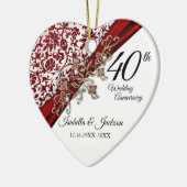 40e Ruby en White met Floral Jubileum Keramisch Ornament (Links)