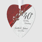 40e Ruby Floral Wedding Jubileum 💞 Keepslag Ornament (voorkant)