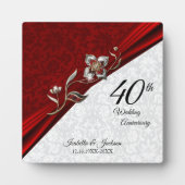 40e Ruby Floral Wedding Jubileum Plaque Fotoplaat (Voorkant)