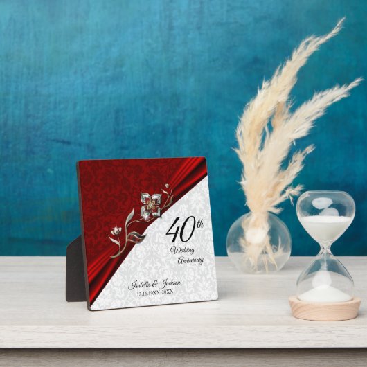 40e Ruby Floral Wedding Jubileum Plaque Fotoplaat (Insitu)