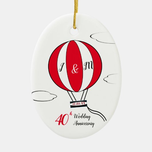 40e ruby hot air ballonfeest keramisch ornament (Voorkant)