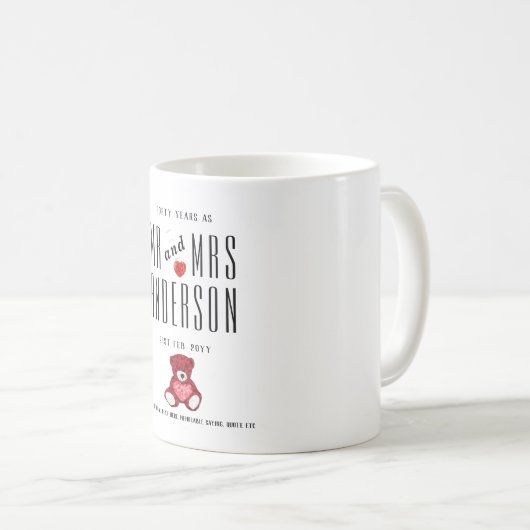 40e RUBY Huwelijksjubileum Cadeau Persoonlijk Koffiemok (Voorkant rechts)