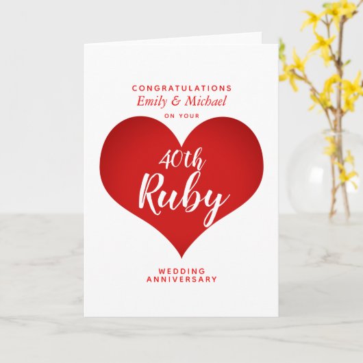 40e RUBY huwelijksjubileum gepersonaliseerd Kaart (Gele Bloem)