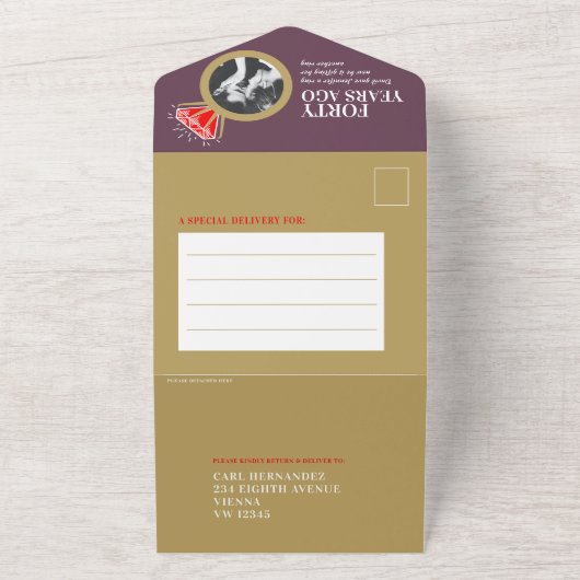 40e Ruby huwelijksverjaardag ring maaltijd RSVP fo All In One Uitnodiging (Buitenkant)