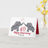 40e Ruby huwelijksverjaardag vrouw olifantenkaart Kaart (Gele Bloem)