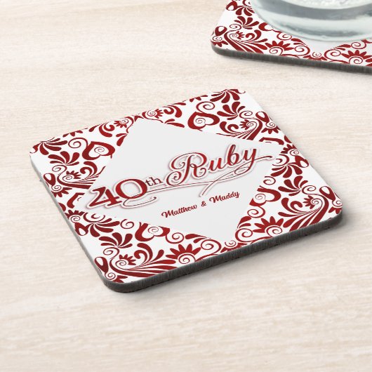 40e Ruby Jubileum - Aangepaste zwemmen Drankjes Onderzetter (Linkerzijde)