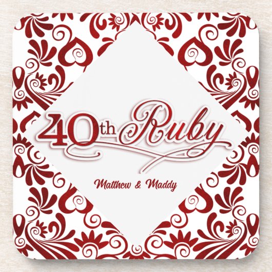 40e Ruby Jubileum - Aangepaste zwemmen Drankjes Onderzetter (Voorkant)