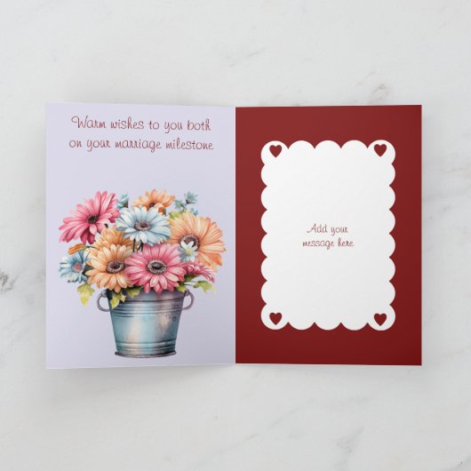 40e Ruby Jubileum bloemen bordeaux paarse Kaart (Binnen)