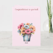 40e Ruby Jubileum bloemen bordeaux roze Kaart (Achterkant)