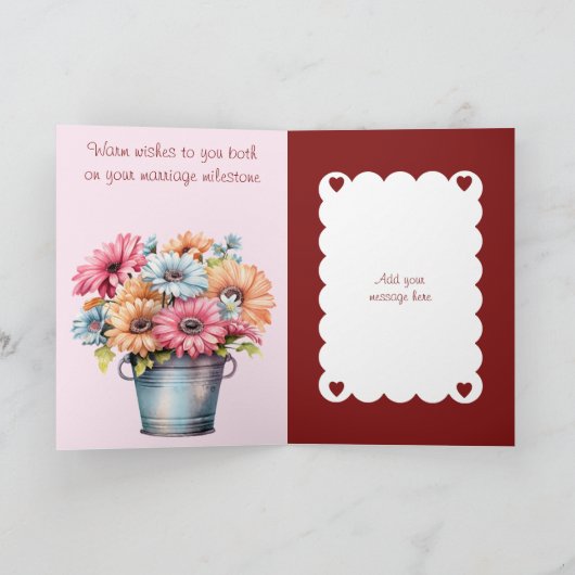 40e Ruby Jubileum bloemen bordeaux roze Kaart (Binnen)