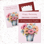 40e Ruby Jubileum bloemen bordeaux roze Kaart