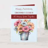 40e Ruby Jubileum bloemen bordeauxrood blauw Kaart (Voorkant)