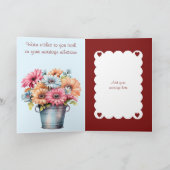 40e Ruby Jubileum bloemen bordeauxrood blauw Kaart (Binnen)