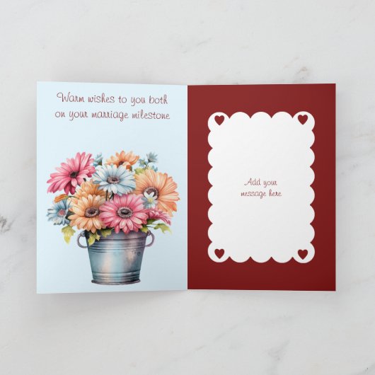 40e Ruby Jubileum bloemen bordeauxrood blauw Kaart (Binnen)