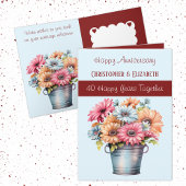 40e Ruby Jubileum bloemen bordeauxrood blauw Kaart