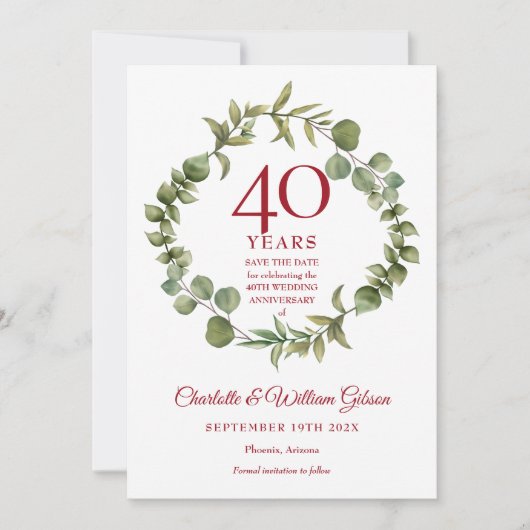 40e Ruby Jubileum Bosgroen  Save The Date (Voorkant)