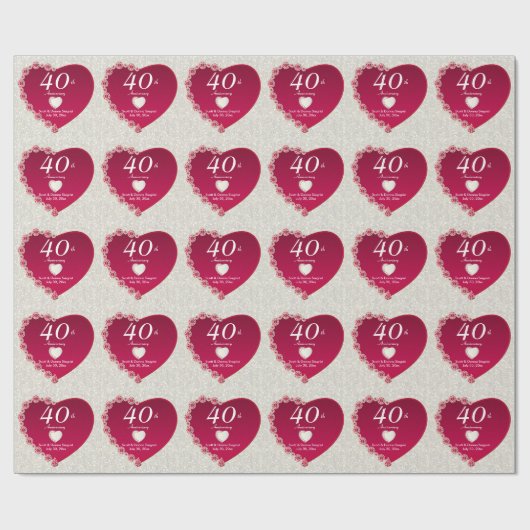 40e Ruby-Jubileum | DIY-tekst Cadeaupapier (Vlak)