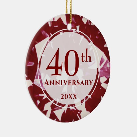 40e Ruby Jubileum Foto gepersonaliseerd Keramisch Ornament (Rechts)
