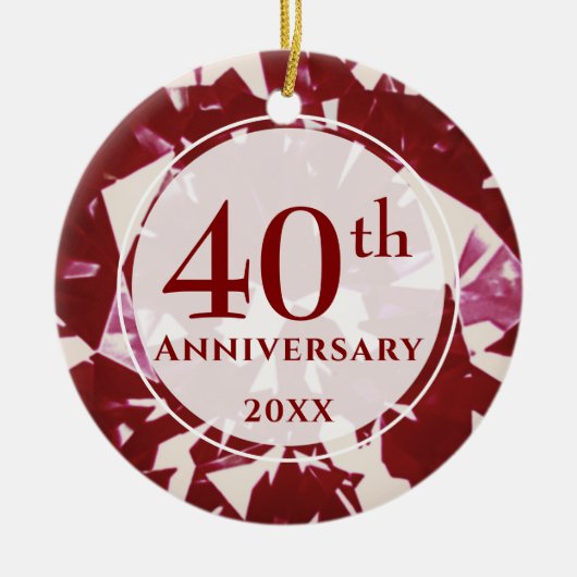 40e Ruby Jubileum Foto gepersonaliseerd Keramisch Ornament (Voorkant)