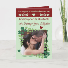 40e Ruby Jubileum foto groen bordeauxrood Kaart