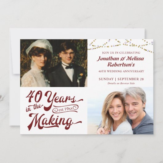 40e Ruby Jubileum Foto Na jaren maken Kaart (Voorkant)