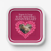 40e Ruby Jubileum foto rood hartritme Papieren Bordje (Voorkant)
