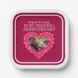 40e Ruby Jubileum foto rood hartritme Papieren Bordje