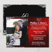 40e Ruby Jubileum Foto-uitnodigingen Kaart (Voorkant / Achterkant)