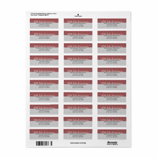 40e Ruby Jubileum Label (Full Sheet)