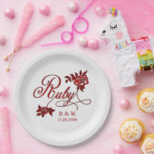 40e Ruby-Jubileum met datum en Initialen Papieren Bordje (Feest)