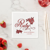 40e Ruby-Jubileum met datum en Initialen Servet (Insitu)