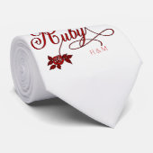 40e Ruby-Jubileum met datum en Initialen Stropdas (Opgerold)